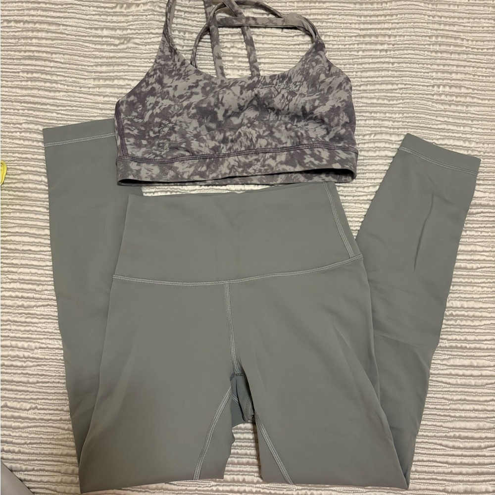 Lululemon Athletica Gray Patterned Sports Bra and Leggings - can buy separately